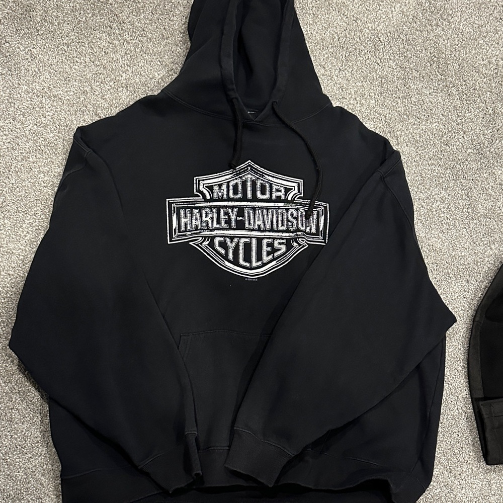 Harley-Davidson Black Pullover Hoodie with White Shield Logo